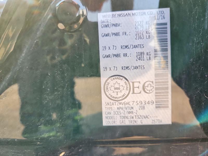 Aukcja sprzedaży 2017 Nissan Rogue, vin: 5N1AT2MV6HC759349, numer aukcji: 61359796