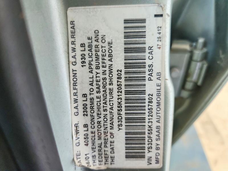 Продаж на аукціоні авто 2001 Saab 9-3, vin: YS3DF55K312057802, номер лоту: 62810876