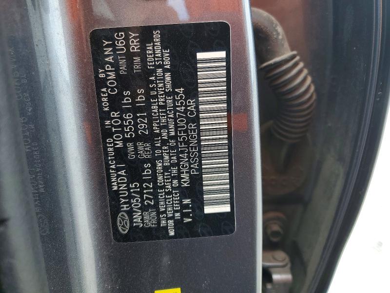 Продаж на аукціоні авто 2015 Hyundai Genesis, vin: KMHGN4JF5FU074554, номер лоту: 61997636