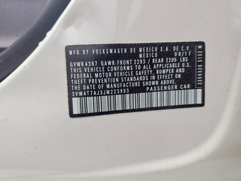 Продаж на аукціоні авто 2018 Volkswagen Jetta, vin: 3VW4T7AJ3JM223993, номер лоту: 95589265