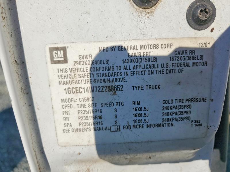 61204016 :رقم المزاد ، 1GCEC14W72Z208652 vin ، 2002 Chevrolet Silverado مزاد بيع