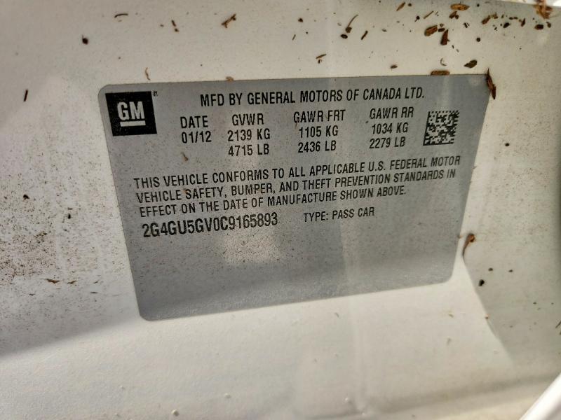 2012 Buick Regal მანქანა იყიდება აუქციონზე, vin: 2G4GU5GV0C9165893, აუქციონის ნომერი: 59707796