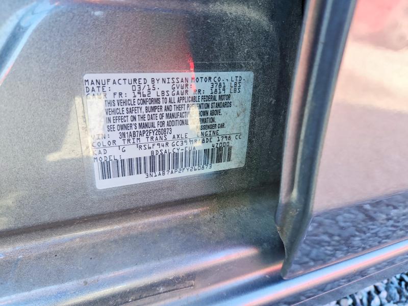 2015 Nissan Sentra მანქანა იყიდება აუქციონზე, vin: 3N1AB7AP2FY260873, აუქციონის ნომერი: 60385666