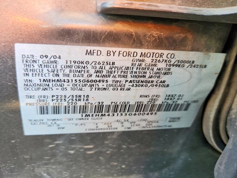 60864586 :رقم المزاد ، 1MEHM43155G600495 vin ، 2005 Mercury Montego مزاد بيع