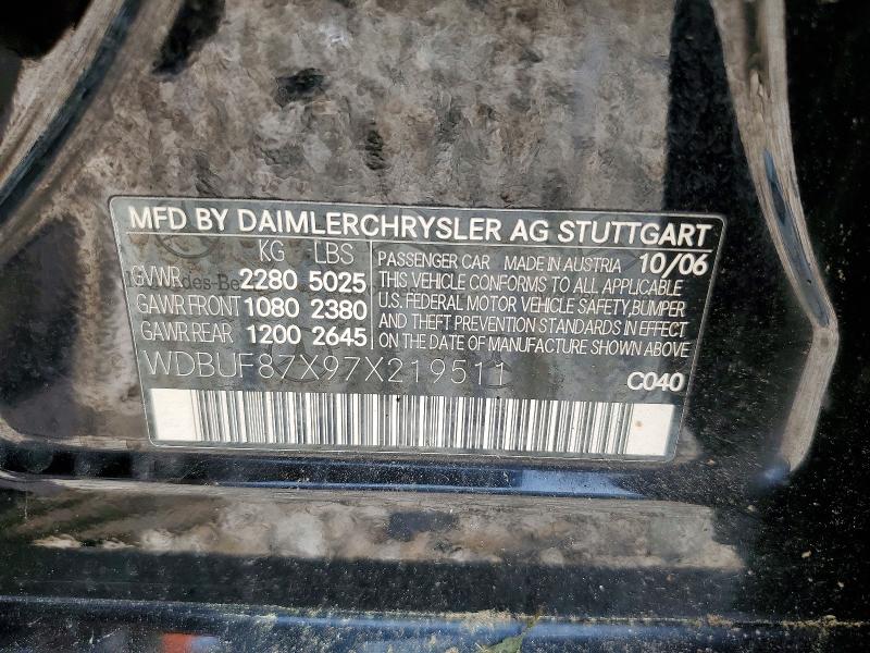 Продажа на аукционе авто 2007 Mercedes-benz E 350, vin: WDBUF87X97X219511, номер лота: 60452706