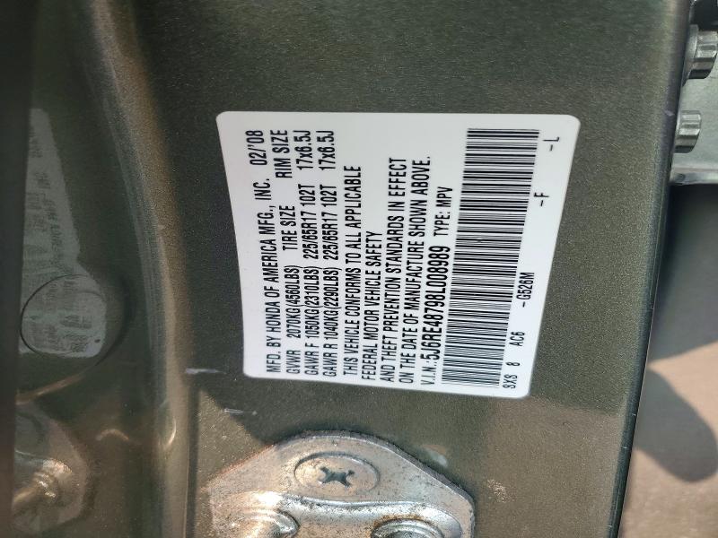 2008 Honda Cr-v მანქანა იყიდება აუქციონზე, vin: 5J6RE48798L008989, აუქციონის ნომერი: 60360536