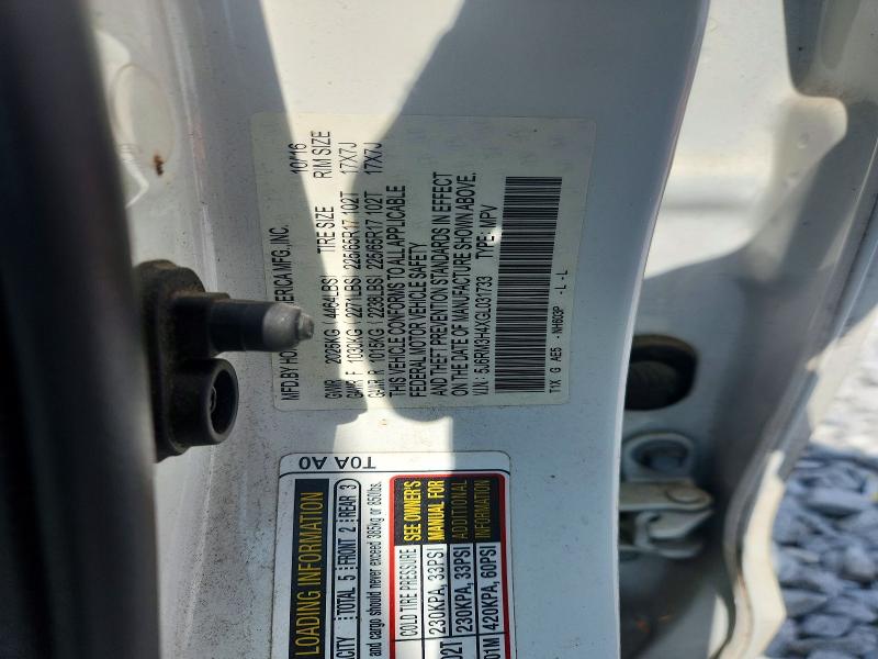 60832366 :رقم المزاد ، 5J6RM3H4XGL031733 vin ، 2016 Honda Cr-v مزاد بيع