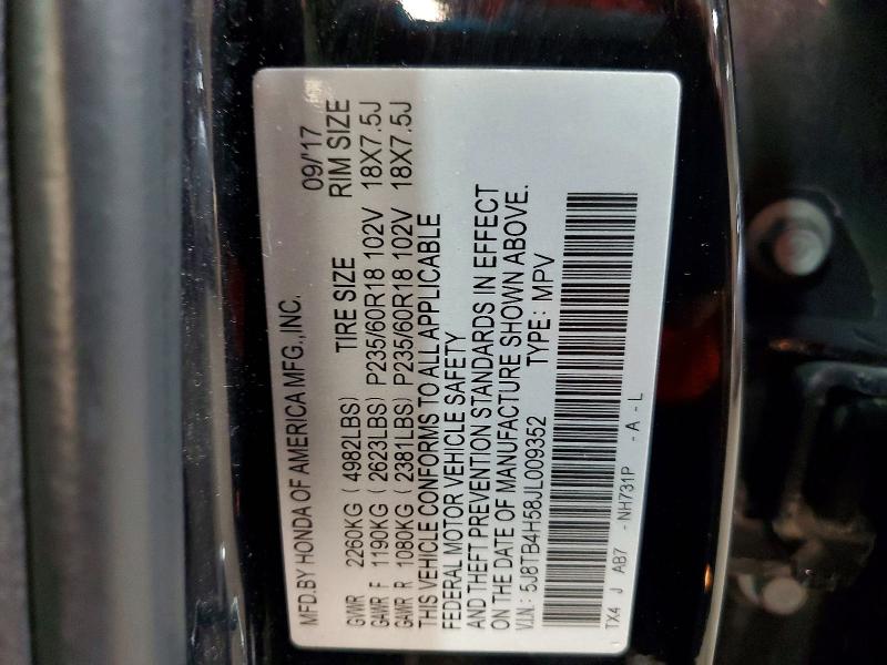 61351926 :رقم المزاد ، 5J8TB4H58JL009352 vin ، 2018 Acura Rdx مزاد بيع