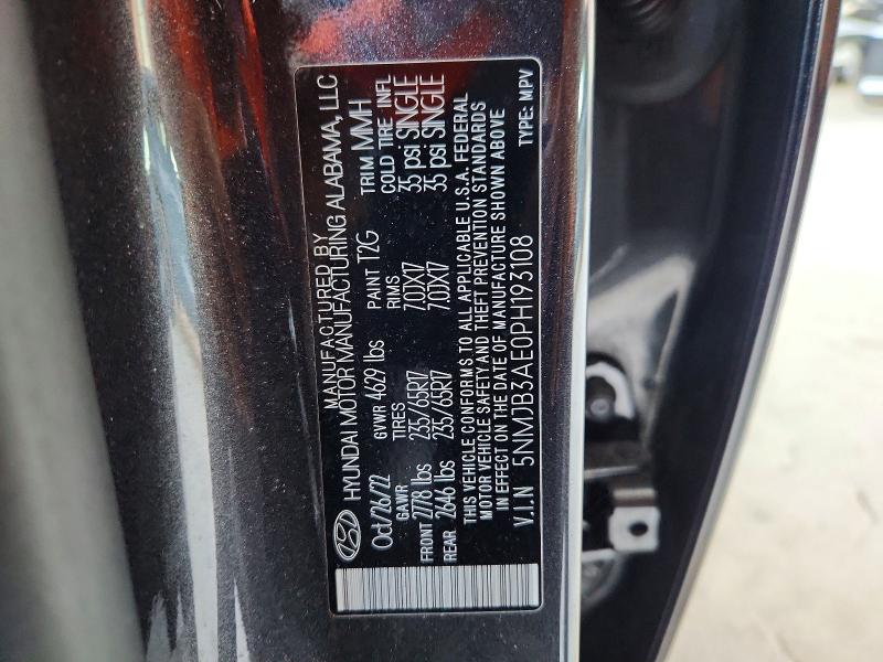 2023 Hyundai Tucson მანქანა იყიდება აუქციონზე, vin: 5NMJB3AE0PH193108, აუქციონის ნომერი: 59850856