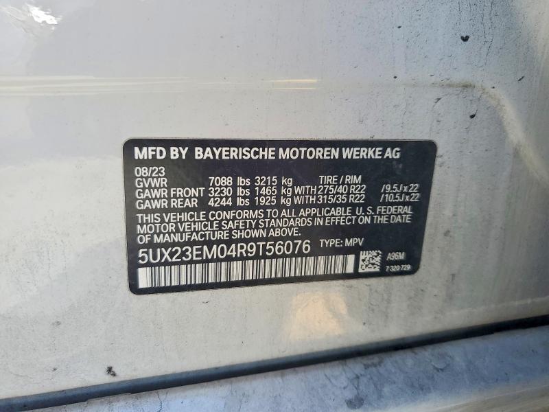 Продажа на аукционе авто 2024 Bmw X7, vin: 5UX23EM04R9T56076, номер лота: 59834936