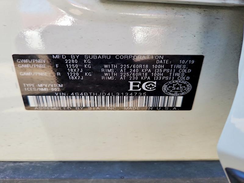 Продажа на аукционе авто 2020 Subaru Outback, vin: 4S4BTHJD4L3134735, номер лота: 61890706