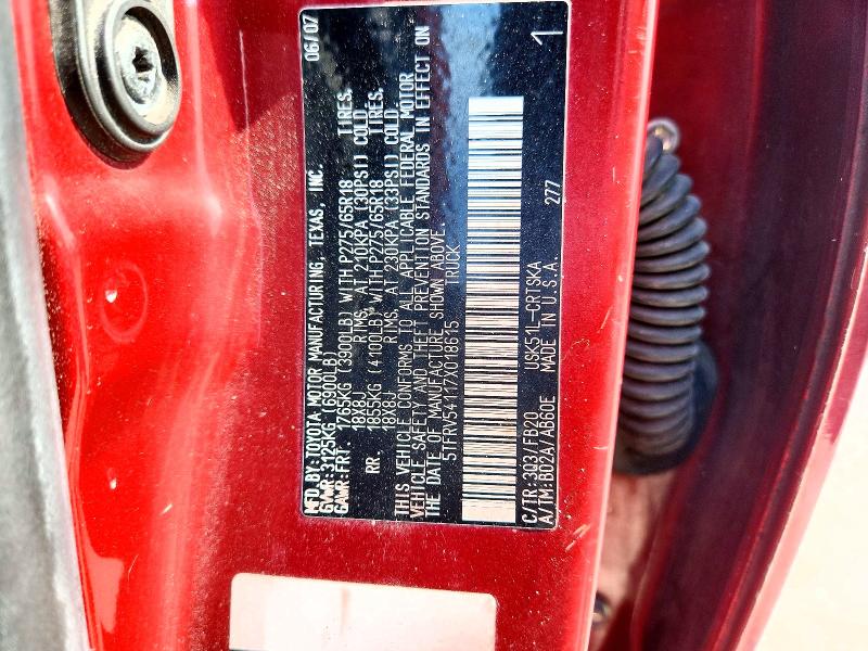 Продаж на аукціоні авто 2007 Toyota Tundra, vin: 5TFRV54117X018615, номер лоту: 63167966