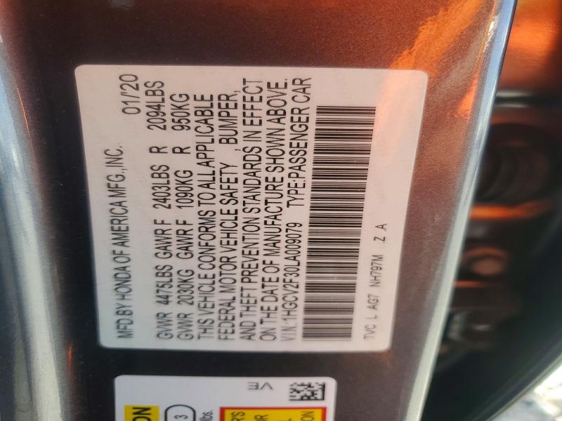 Продажа на аукционе авто 2020 Honda Accord, vin: 1HGCV2F30LA009079, номер лота: 61502406
