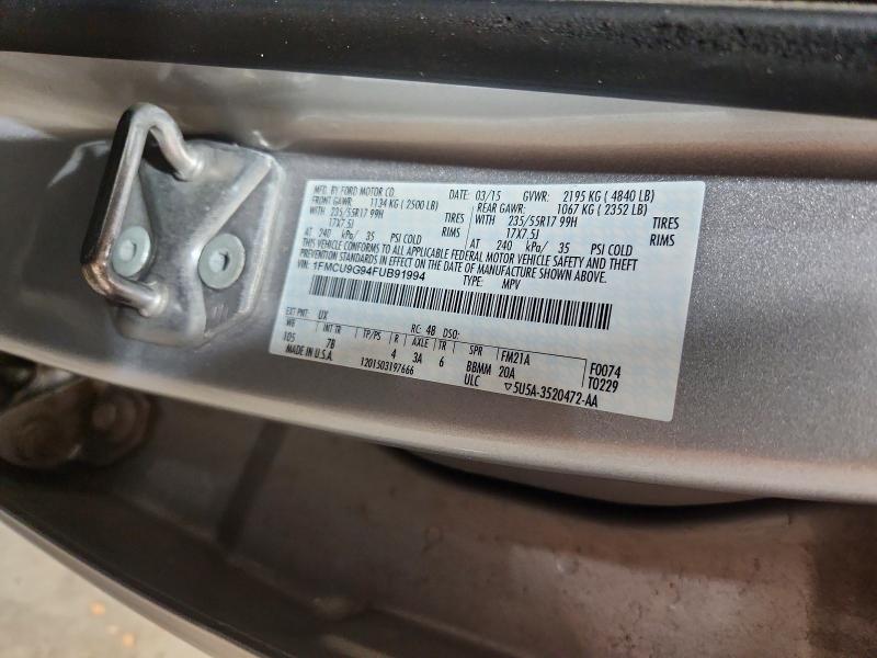 Продаж на аукціоні авто 2015 Ford Escape, vin: 1FMCU9G94FUB91994, номер лоту: 61179436