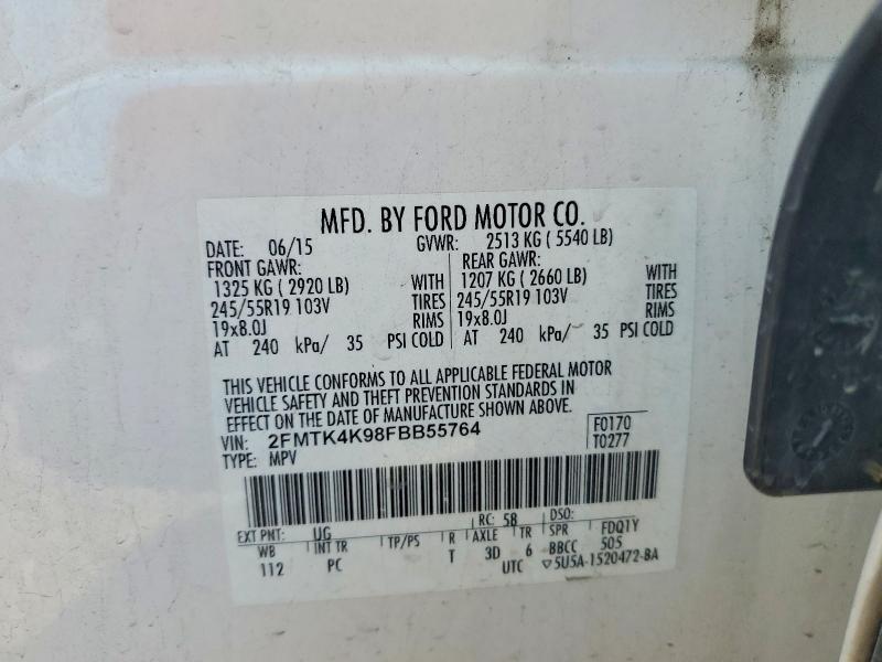 Продаж на аукціоні авто 2015 Ford Edge, vin: 2FMTK4K98FBB55764, номер лоту: 58735296