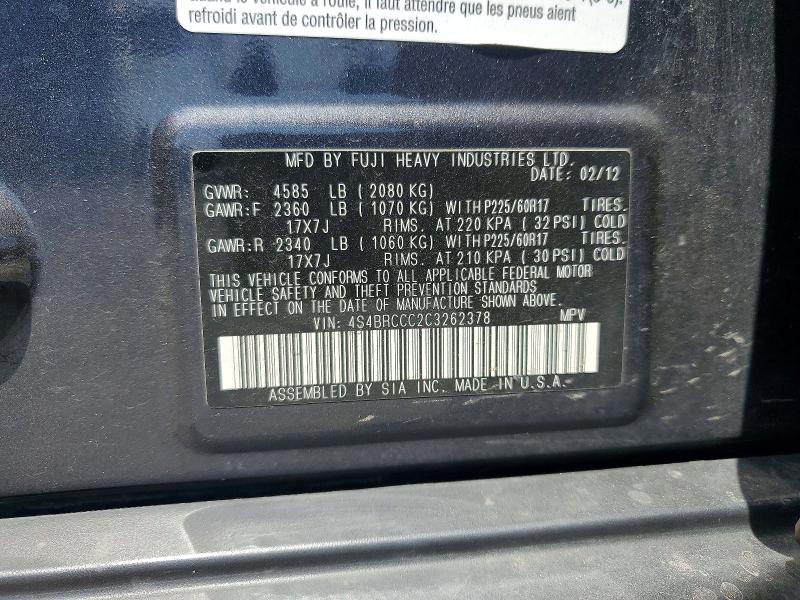 Aukcja sprzedaży 2012 Subaru Outback, vin: 4S4BRCCC2C3262378, numer aukcji: 62467476