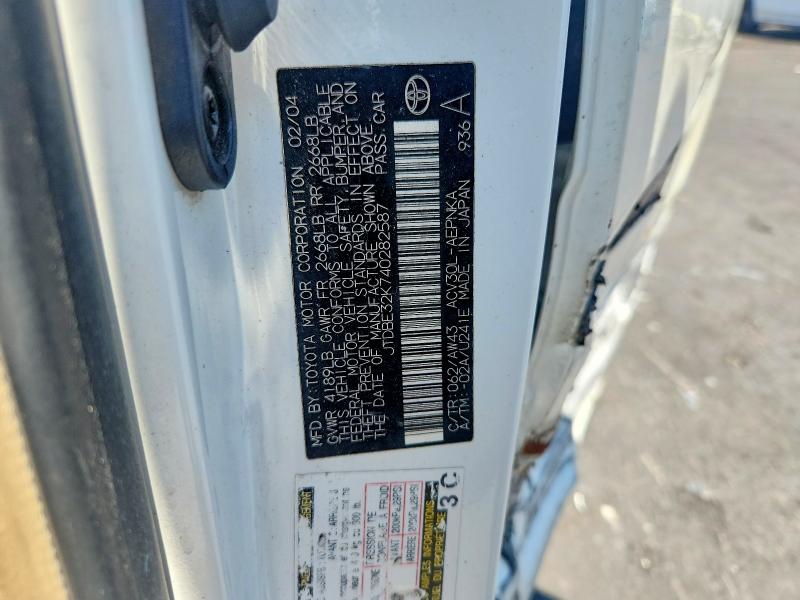 59675856 :رقم المزاد ، JTDBE32K740282587 vin ، 2004 Toyota Camry مزاد بيع