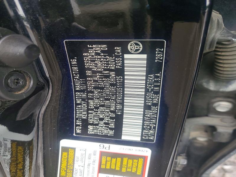 Aukcja sprzedaży 2012 Toyt Camry, vin: 4T1BF1FK0CU511125, numer aukcji: 60923656