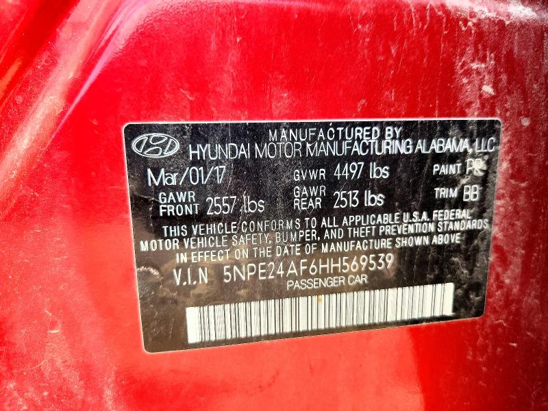 59270056 :رقم المزاد ، 5NPE24AF6HH569539 vin ، 2017 Hyundai Sonata مزاد بيع