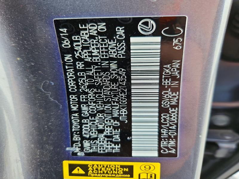Aukcja sprzedaży 2014 Lexus Es, vin: JTHBK1GG9E2143549, numer aukcji: 59706796