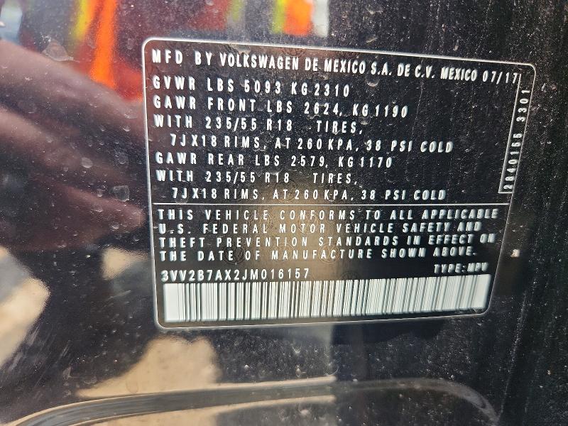 Продажа на аукционе авто 2018 Volkswagen Tiguan, vin: 3VV2B7AX2JM016157, номер лота: 61767796