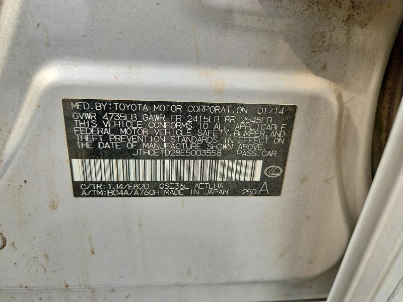 Aukcja sprzedaży 2014 Lexus Is, vin: JTHCE1D28E5003558, numer aukcji: 59880646