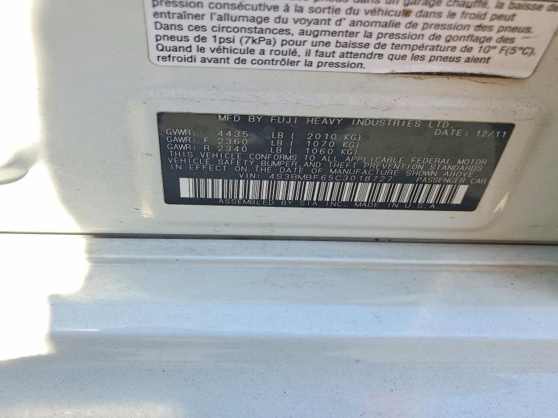2012 Subaru Legacy მანქანა იყიდება აუქციონზე, vin: 4S3BMBF65C3018727, აუქციონის ნომერი: 63258726
