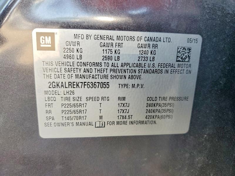Продажа на аукционе авто 2015 Gmc Terrain, vin: 2GKALREK7F6367055, номер лота: 60675436