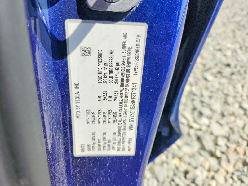 Aukcja sprzedaży 2022 Tesla Model 3, vin: 5YJ3E1EA6NF371341, numer aukcji: 61791166