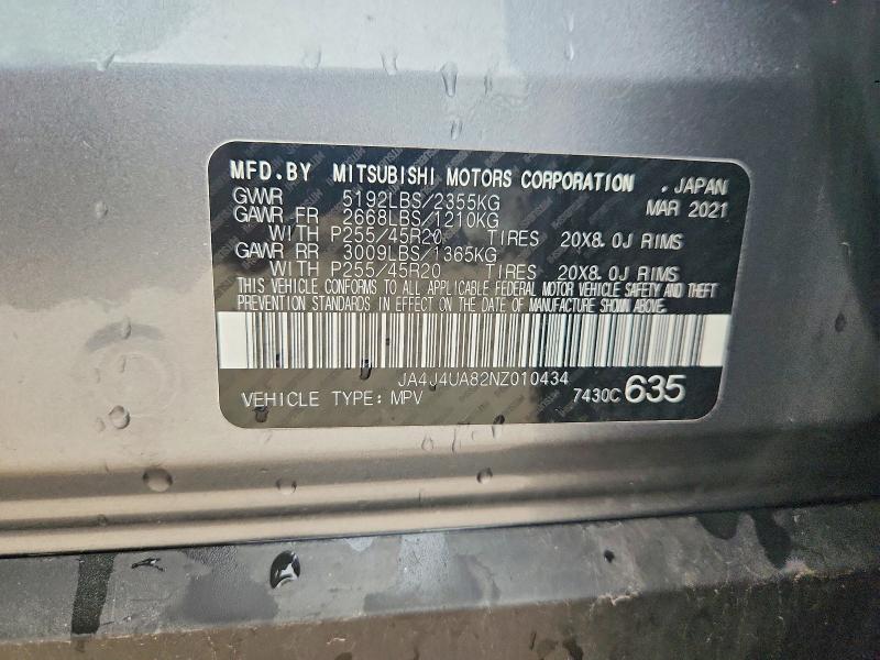 Продажа на аукционе авто 2022 Mitsubishi Outlander, vin: JA4J4UA82NZ010434, номер лота: 62023646
