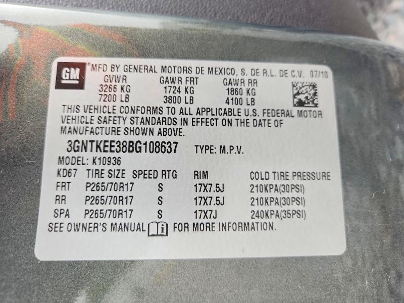 Продажа на аукционе авто 2011 Chevrolet Avalanche, vin: 3GNTKEE38BG108637, номер лота: 58945766