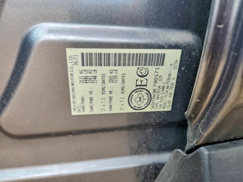 Продажа на аукционе авто 2021 Nissan Rogue, vin: 5N1AT3AA3MC790575, номер лота: 60111976
