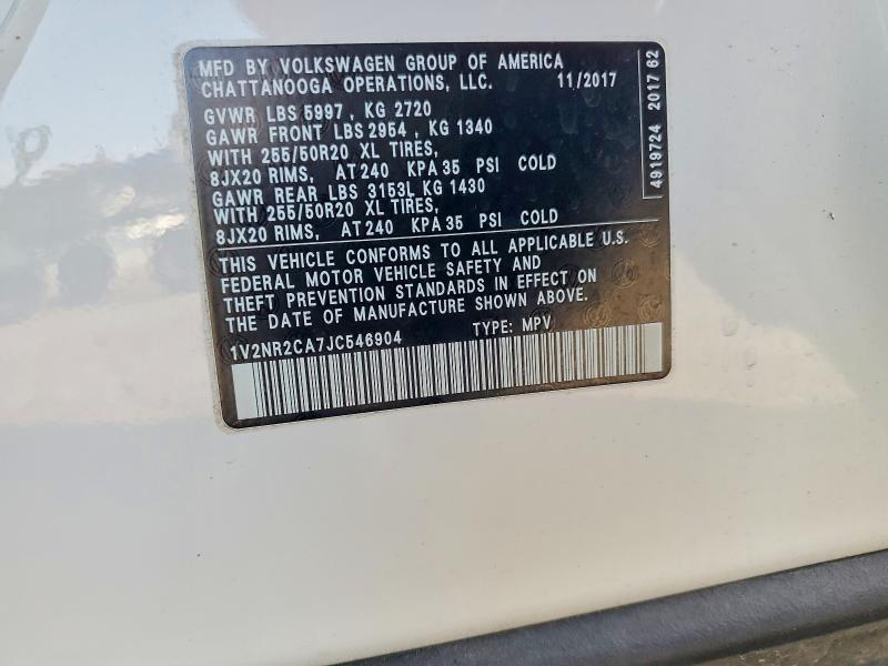 Aukcja sprzedaży 2018 Volkswagen Atlas, vin: 1V2NR2CA7JC546904, numer aukcji: 61930066
