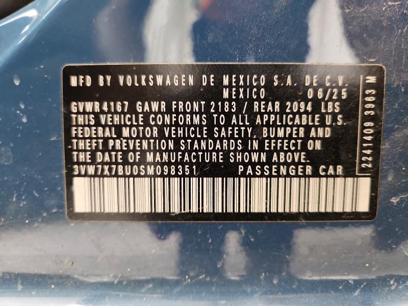 Aukcja sprzedaży 2025 Volkswagen Jetta, vin: 3VW7X7BU0SM098351, numer aukcji: 61045056