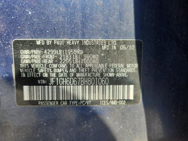 Продаж на аукціоні авто 2011 Subaru Impreza, vin: JF1GH6D67BH801060, номер лоту: 61909666