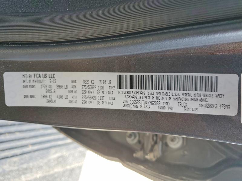 Продажа на аукционе авто 2019 Ram 1500, vin: 1C6SRFJT0KN762882, номер лота: 61413936