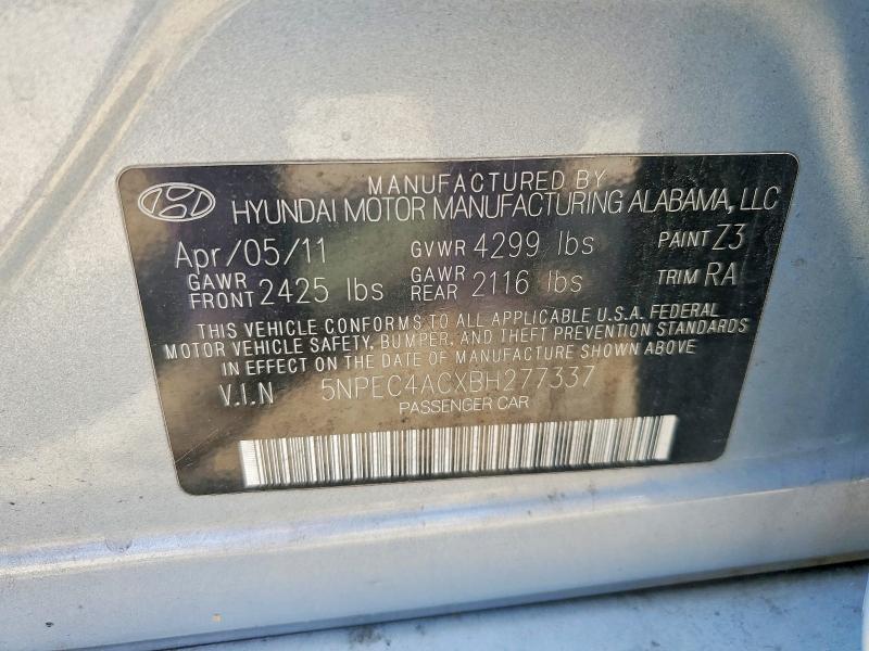 Продажа на аукционе авто 2011 Hyundai Sonata, vin: 5NPEC4ACXBH277337, номер лота: 73342995