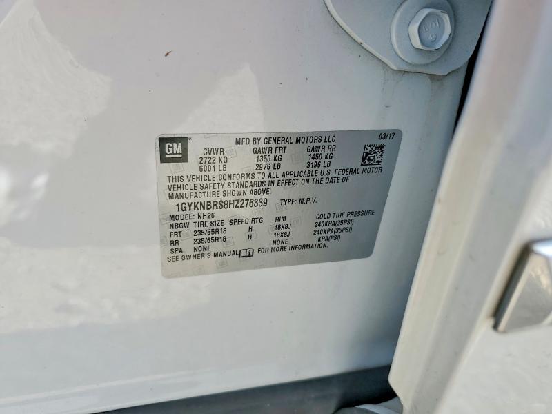 2017 Cadillac Xt5 მანქანა იყიდება აუქციონზე, vin: 1GYKNBRS8HZ276339, აუქციონის ნომერი: 60796276