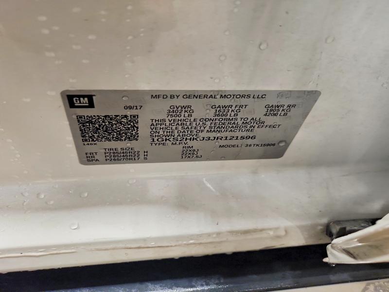 Aukcja sprzedaży 2018 Gmc Yukon Xl, vin: 1GKS2HKJ3JR121596, numer aukcji: 63043796