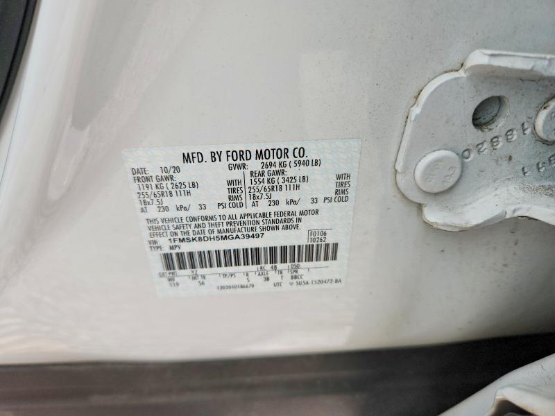 Aukcja sprzedaży 2021 Ford Explorer, vin: 1FMSK8DH5MGA39497, numer aukcji: 60986486