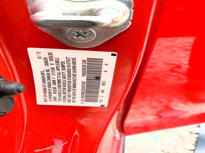 Продажа на аукционе авто 2012 Honda Civic, vin: 2HGFB6E52CH701507, номер лота: 59844586
