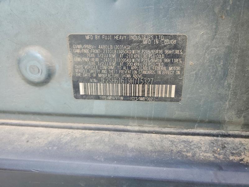62007136 :رقم المزاد ، JF2SH61619H715327 vin ، 2009 Subaru Forester مزاد بيع