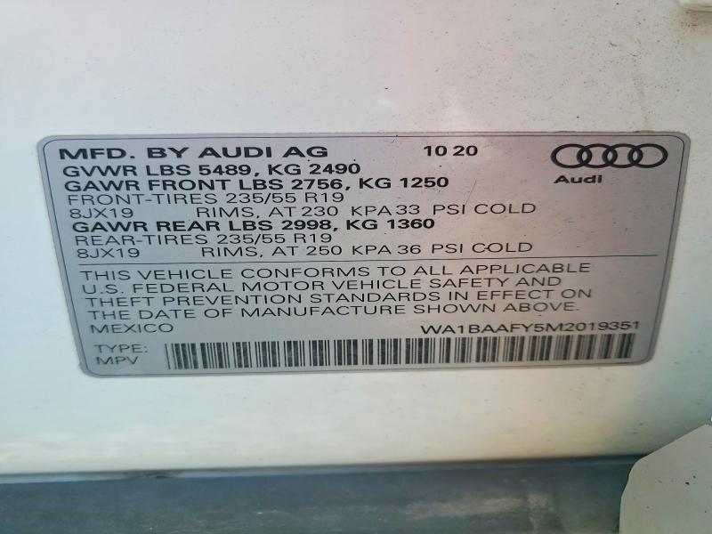 Продажа на аукционе авто 2021 Audi Q5, vin: WA1BAAFY5M2019351, номер лота: 61587396