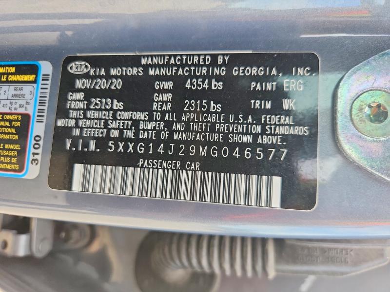57086406 :رقم المزاد ، 5XXG14J29MG046577 vin ، 2021 Kia K5 مزاد بيع