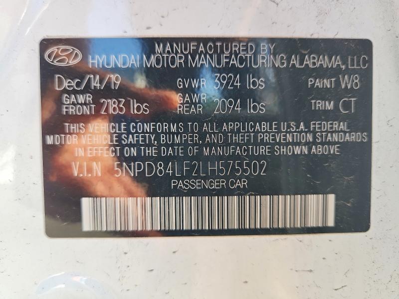 Продажа на аукционе авто 2020 Hyundai Elantra, vin: 5NPD84LF2LH575502, номер лота: 60370966