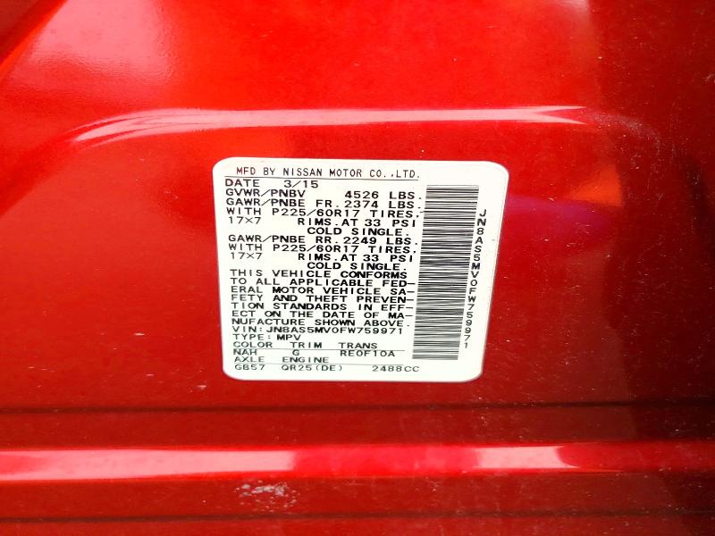 Продажа на аукционе авто 2015 Nissan Rogue Select, vin: JN8AS5MV0FW759971, номер лота: 61154076
