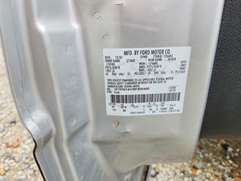 60867926 :رقم المزاد ، 1FTPW14V38FB00496 vin ، 2008 Ford F150 مزاد بيع