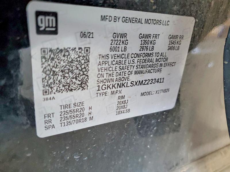 Aukcja sprzedaży 2021 Gmc Acadia, vin: 1GKKNKLSXMZ233411, numer aukcji: 60683786