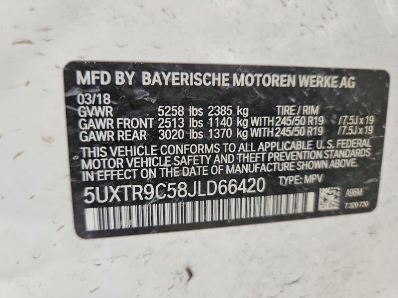 2018 Bmw X3 მანქანა იყიდება აუქციონზე, vin: 5UXTR9C58JLD66420, აუქციონის ნომერი: 61754746