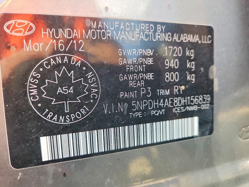 Продажа на аукционе авто 2013 Hyundai Elantra, vin: 5NPDH4AE8DH156839, номер лота: 63042416